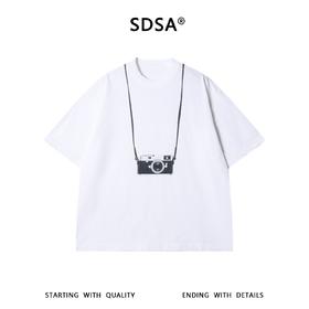 SDSA男装2026新款高贵轻奢潮牌撞色相机印花圆领短袖T恤百搭上衣