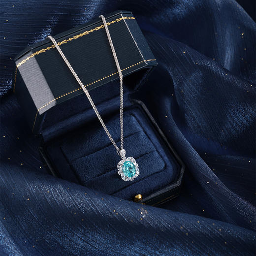 子佩集【碧海潮生】银S925套链【PM2211-XF】项链培育宝石帕拉伊巴蓝碧玺2601 商品图1