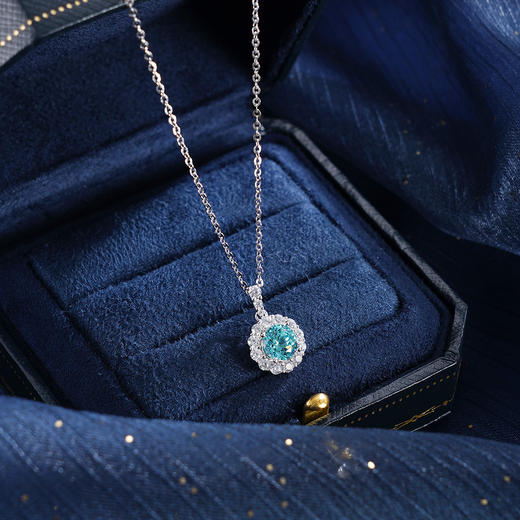 子佩集【悦光圆满】银S925套链【PM2307-1-XF】项链培育宝石帕拉伊巴蓝碧玺2601 商品图0