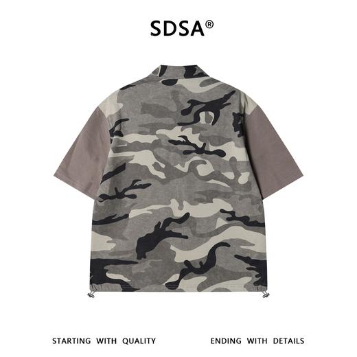 SDSA男装2026新款高贵轻奢美式拼接迷彩拉链立领短袖T恤百搭时尚 商品图4