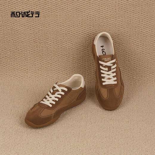 和诚行2026春季新款真皮时尚复古德训平底男式休闲鞋0930281 商品图4