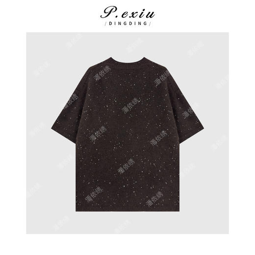 03-4潘依绣丁丁宠粉绵羊毛细闪亮片软糯宽松圆领短袖针织上衣Q95481 商品图1