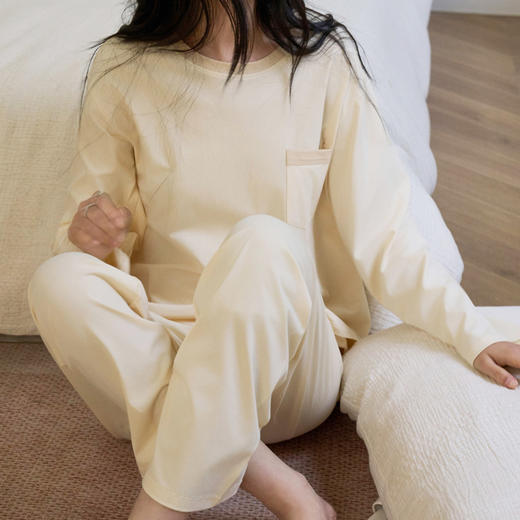 【比裸睡还舒适的家居服套装】壳木高感棉 · 拼色家居服9841，亲肤软糯，自然舒适  商品图1