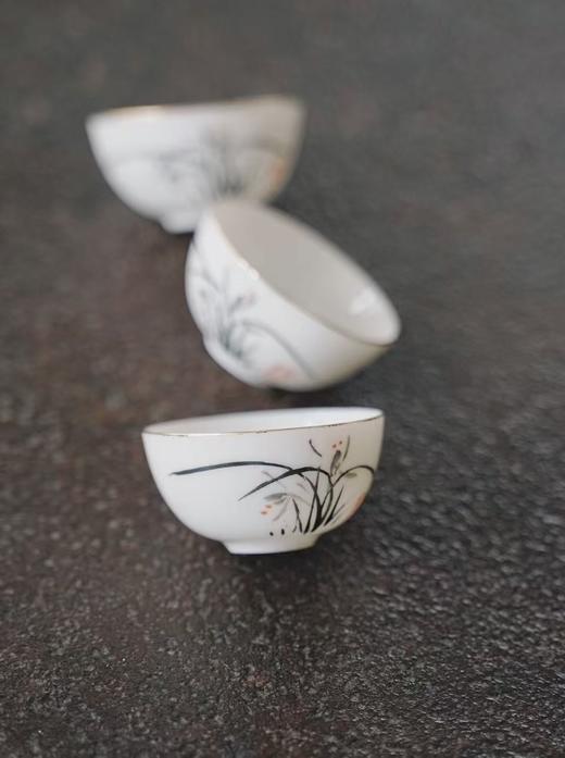 清如许严选｜80年代工夫茶兰花蛋壳杯／金鱼蛋壳杯杯 三只一组 商品图1