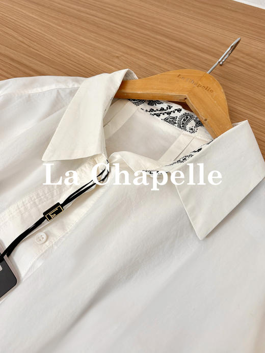专柜实拍【极简通勤！】拉夏贝尔/La Chapelle翻领衣领内里腰果花小众拼接设计纯棉衬衣百搭时髦上衣 商品图7