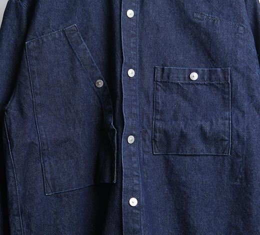 中性款不对称袋牛仔长袖衬衫 阮经天明星同款la 商品图2