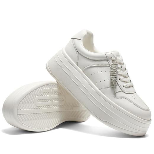 联域2楼Belle女鞋(新百购)百丽女鞋2026春季简约厚底小白鞋免系带面包鞋休闲板鞋F1V1 F1V1D 商品图2