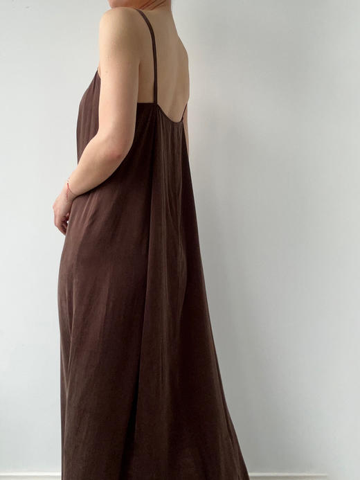 ranyepersonal｜PARADOX25DR03-2 不对称铜氨砂洗棕色吊带连衣裙 [ 棕 ] 商品图1