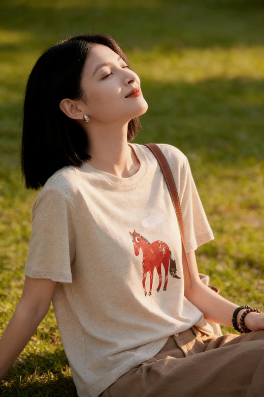 软糯云朵天马奇遇撞色印花短袖T 商品图2