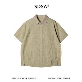 SDSA男装2026新款高贵轻奢潮牌扎染拼接翻领短袖衬衫百搭宽松上衣