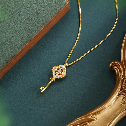 子佩集【金刚灵匙】银S925套链【FYL-2190】项链镀金四叶草钥匙2601 商品图0