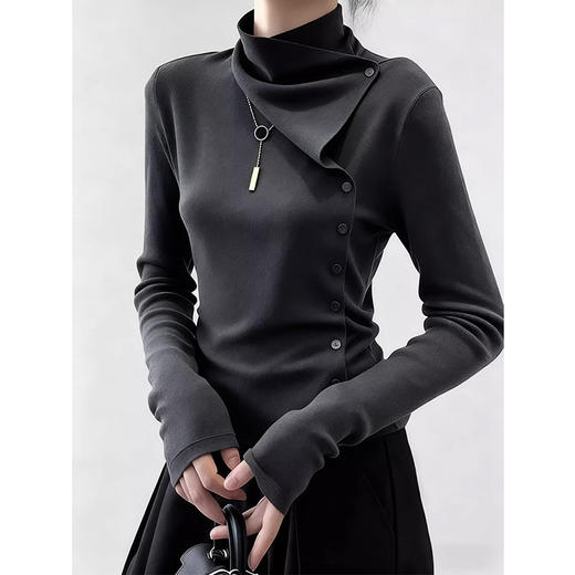 裁缝学苑AQ602复古半高领针织打底衫纸样女装内搭不规则上衣样板 商品图3