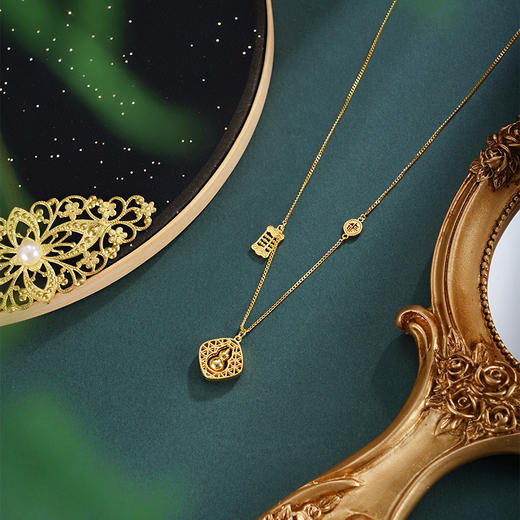 子佩集【福禄胜算】银S925套链【FYL-2097】项链镀金可转动葫芦2601 商品图1