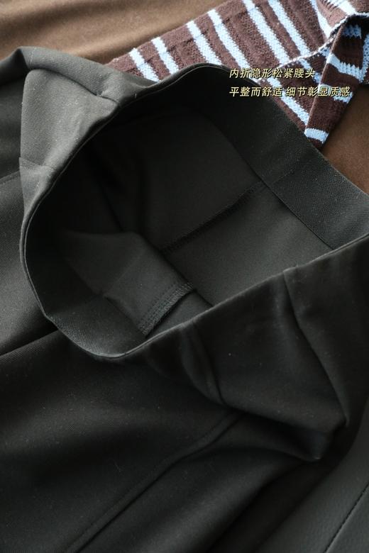 『弹弹裤』四面弹显瘦遮肉松紧腰微喇黑色长裤 商品图12