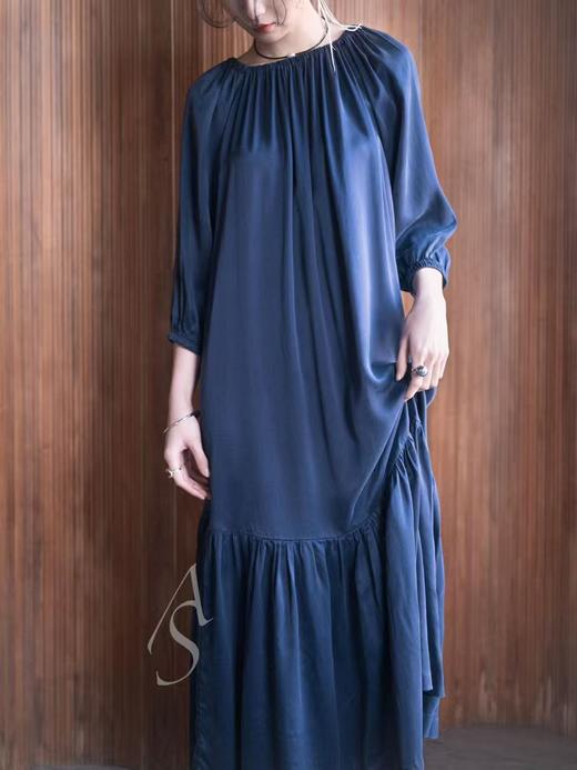 Casey Casey 26SS 宝石蓝真丝缎hiruni垂褶连衣裙 商品图3