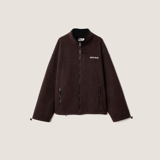 MIU-C 棕色绒面拉链外套 商品图0