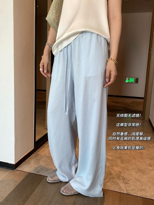 ck云水蓝色棉麻直筒裤 商品图10