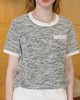 法式小香风肌理感浮雕钉珠拼色圆领短袖T恤 商品缩略图8