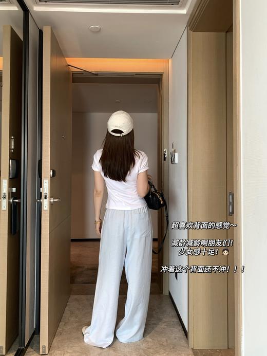 ck云水蓝色棉麻直筒裤 商品图6