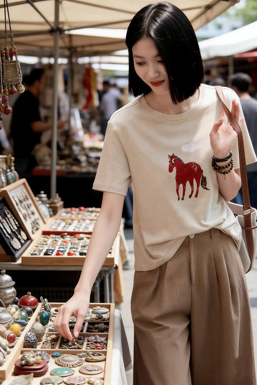 软糯云朵天马奇遇撞色印花短袖T 商品图4