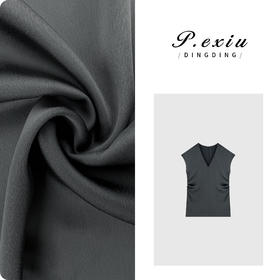 03-4潘依绣丁丁宠粉PanYiXiu/潘依绣法式高级感气质缎面褶皱收腰V领衬衫 SH98121