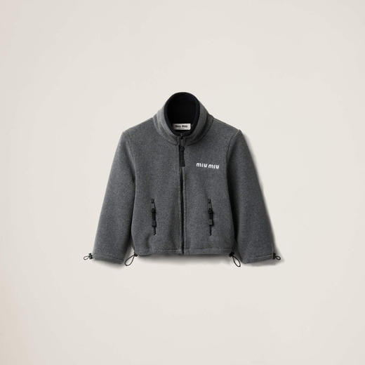 MIU-C 灰色绒面短款夹克 商品图0