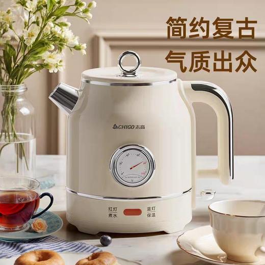 新款复古电热水壶家用304不锈钢带保温功能全自动智能烧水壶 商品图0