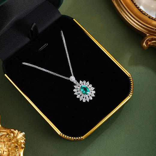 子佩集【炽光序章】银S925套链【PM2275-XF】项链培育宝石祖母绿2601 商品图1