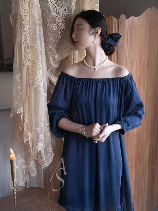 Casey Casey 26SS 宝石蓝真丝缎hiruni垂褶连衣裙 商品图2