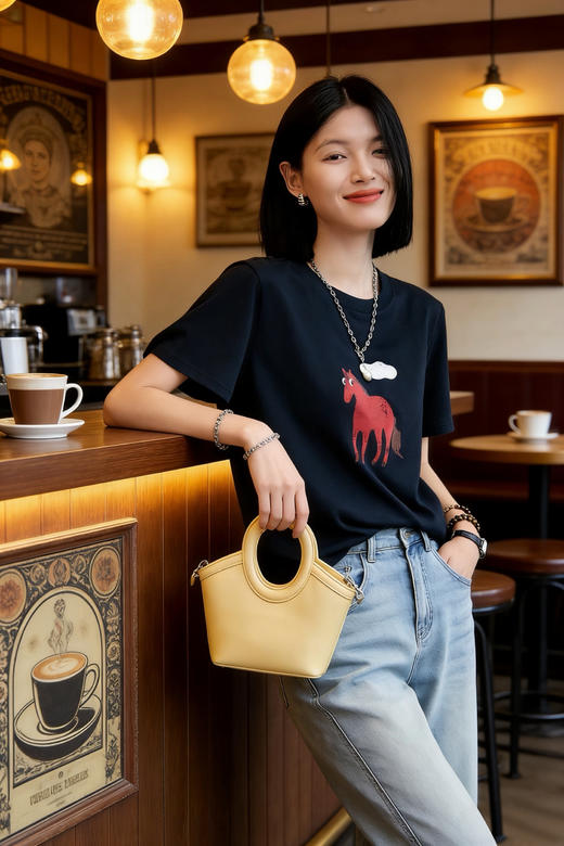 软糯云朵天马奇遇撞色印花短袖T 商品图7