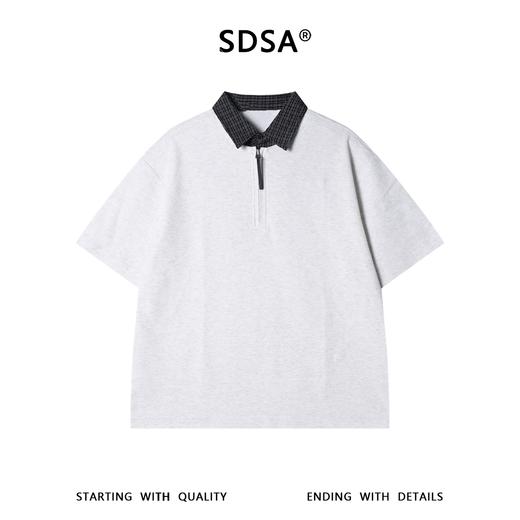SDSA男装2026新款高贵轻奢潮牌拼接半拉链翻领假两件短袖T恤百搭 商品图0