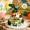 【恐龙乐园蛋糕】以侏罗纪冒险为灵感，打造充满童趣的视觉盛宴，绿色霸王龙站在火山之巅，轮胎与仙人掌守护着童年~（可选6/8寸）由于配送过程中配件容易倾斜，收到蛋糕后，蛋糕的装饰配件需自己DIY 商品缩略图0