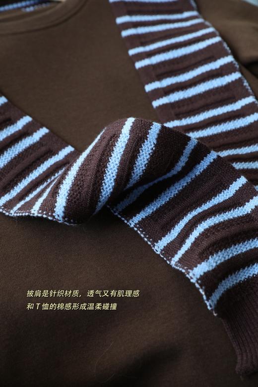 麦M同款条纹针织披肩+短袖T恤两件套 商品图11