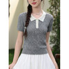 鹿向南「灰衫织语」气质感Polo领灰色针织上衣女夏季新款修身短袖 商品缩略图2