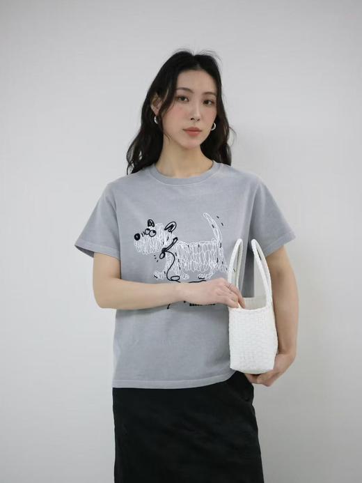 老米优品🎈5-7天！韩代同款《线条小狗短款tee》优质砂洗纯棉🍃品质nice~！小个子友好。袖口无蕾丝版。T260322A 商品图1