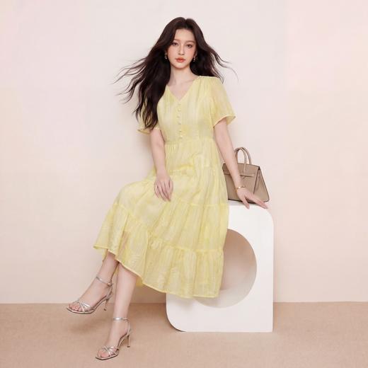 奢姿大码女装2026夏季褶皱减龄连衣裙胖妹妹甜美风时尚V领裙子9962894574 商品图4