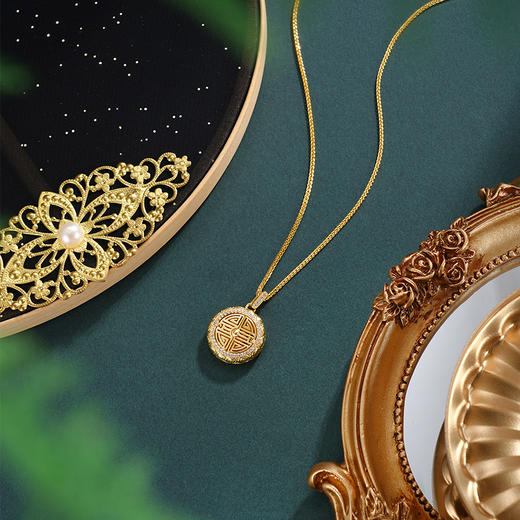 子佩集【福华妙韵】银S925套链【V10210HZA】项链镀金喜字2601 商品图1