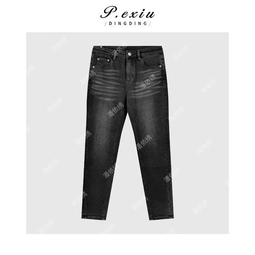 03-4潘依绣丁丁宠粉复古水洗猫须抓纹磨绒九分小脚牛仔裤S9662 商品图1