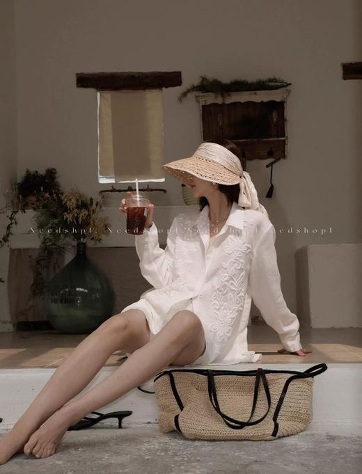 老钱风松弛感万针浮雕刺绣法式衬衫 商品图7