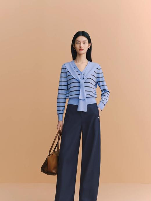 伊*丽同款桑蚕丝混纺披肩+条纹针织开衫 商品图3