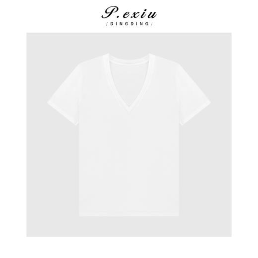 03-4潘依绣丁丁宠粉简约百搭冰凉透气V领短袖T恤Q1647 商品图0