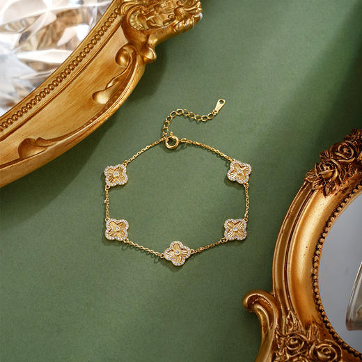 子佩集【四叶明媚】银S925手链【SL050077K】镀金四叶草2601 商品图1