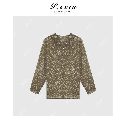 03-4潘依绣丁丁宠粉天丝度假松弛感格林系肌理碎花衬衫 SH1266 商品图1