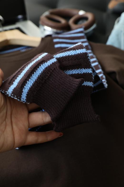 麦M同款条纹针织披肩+短袖T恤两件套 商品图13