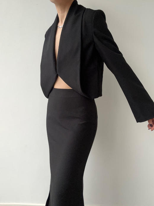 ranyepersonal｜PARADOX25SK02-2 异形褶皱黑色西装半身裙 [ 黑 ] 商品图3