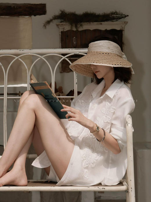 老钱风松弛感万针浮雕刺绣法式衬衫 商品图4