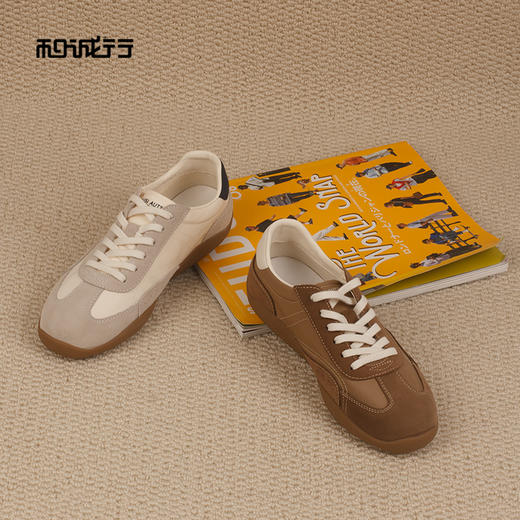 和诚行2026春季新款真皮时尚复古德训平底男式休闲鞋0930281 商品图0