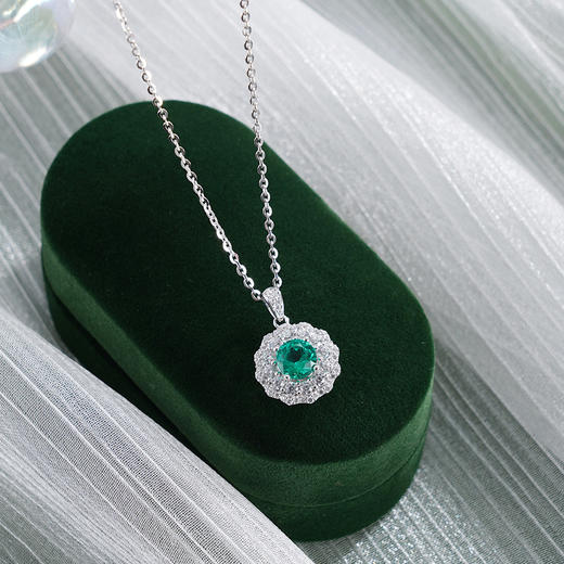 子佩集【华韵流芳】银S925套链【PM2253-XF】项链培育宝石祖母绿2601 商品图0