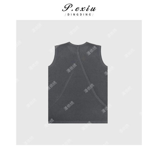 03-4潘依绣丁丁宠粉PanYiXiu/潘依绣人丝格雷系极简高级感圆领针织背心 ZZ0565 商品图2