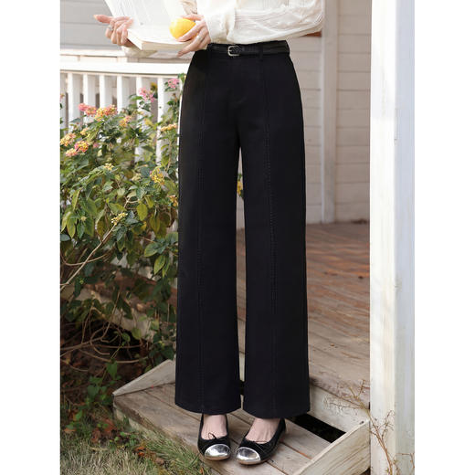 鹿向南「烛火香槟」黑色牛仔裤女夏新款百搭时尚宽松阔腿直筒长裤 商品图3